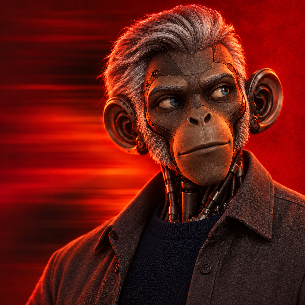 Robot monkey portrait of the Signal Intelligence Analyst